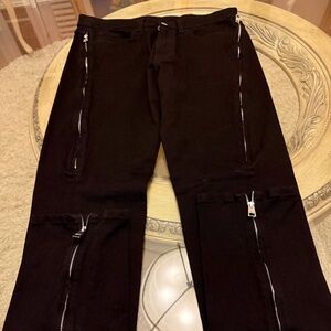 Zadig & Voltaire Eria Denim Noir Eco Zippered Jeans Straight Leg Size 27